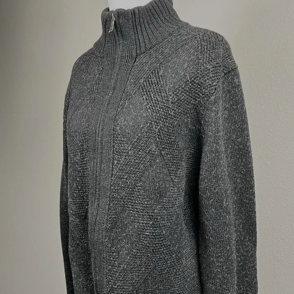 Banana Republic Mens Gray Full Zip Merino‎ Wool Cardigan Sweater Large Coastal